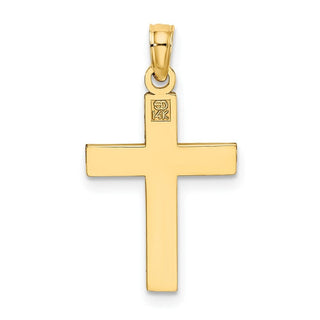 14k Yellow Gold Diamond-cut Block Cross Pendant K8497