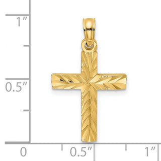 14k Yellow Gold Diamond-cut Block Cross Pendant K8497