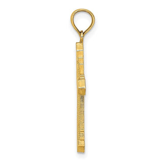 14k Yellow Gold Solid and Beaded Cross Pendant