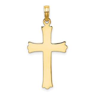 14k Yellow Gold Cross with Starburst Center Pendant