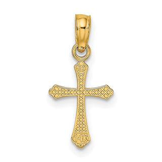 14k Yellow Gold Textured Mini Cross Pendant