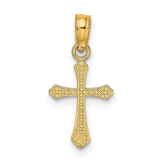 14k Yellow Gold Textured Mini Cross Pendant