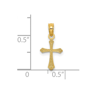 14k Yellow Gold Textured Mini Cross Pendant