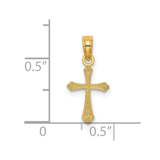 14k Yellow Gold Textured Mini Cross Pendant
