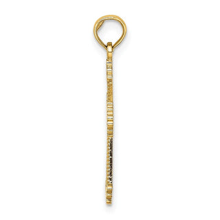 14k Yellow Gold Cut-Out Stripes Cross with Heart Pendant