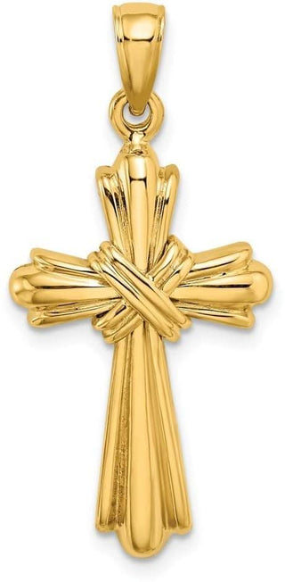 14k Yellow Gold Polished Cross with X Center Pendant