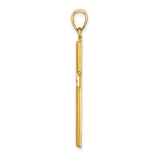 14k Yellow Gold Polished Beaded Cross Pendant