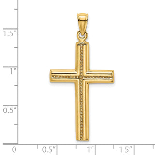 14k Yellow Gold Polished Beaded Cross Pendant