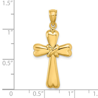 14k Yellow Gold Polished Cross with X and Heart Pendant
