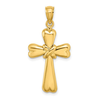 14k Yellow Gold Polished Cross with X and Heart Pendant