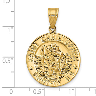 14k Yellow Gold Polished Saint Christopher Coin Pendant