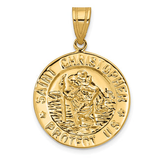 14k Yellow Gold Polished Saint Christopher Coin Pendant