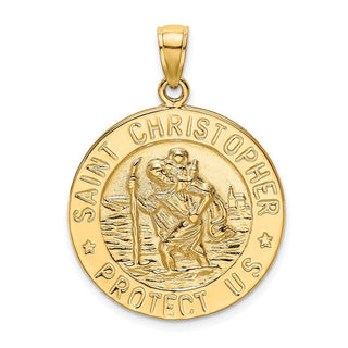 14k Yellow Gold Polished Saint Christopher Coin Pendant