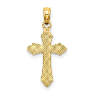 14k Yellow Gold Diamond-Cut with Beaded Edge Cross Pendant