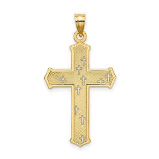 14k Yellow Gold Arrow Tip Cross with Cross Accents Pendant