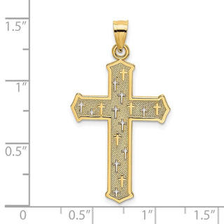 14k Yellow Gold Arrow Tip Cross with Cross Accents Pendant