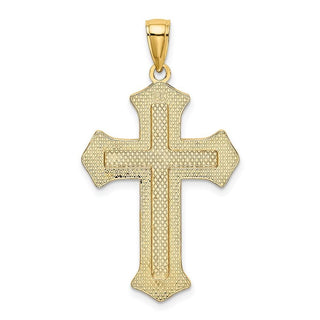 14k Yellow Gold 2-D Filigree Center Block Cross Pendant