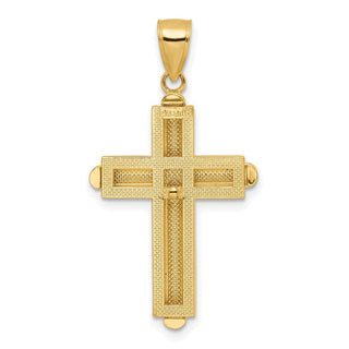 14k Yellow Gold Beveled Cross Pendant K8536