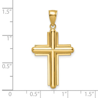 14k Yellow Gold Beveled Cross Pendant K8536