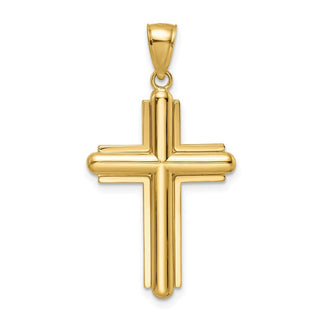 14k Yellow Gold Beveled Cross Pendant K8536