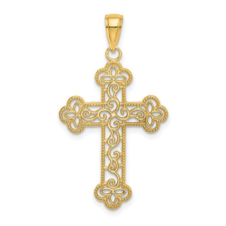 14k Yellow Gold Textured and Beaded Edge Pendant