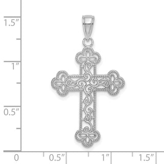 14k White Gold Textured and Beaded Edge Pendant
