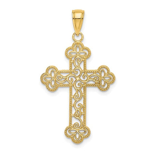 14k Yellow Gold Textured and Beaded Edge Pendant