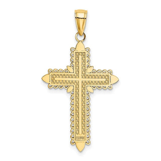 14k Yellow Gold with Lace Border Cross Pendant