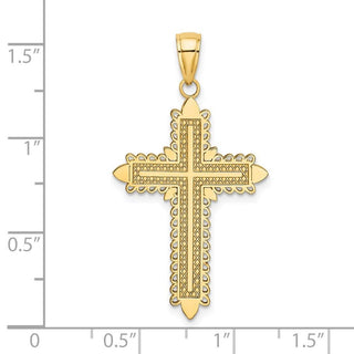 14k Yellow Gold with Lace Border Cross Pendant