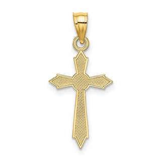 14k Yellow Gold with Engraved Edges Cross Pendant
