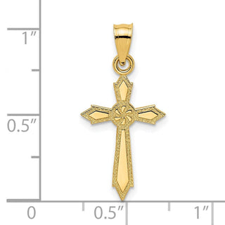 14k Yellow Gold with Engraved Edges Cross Pendant