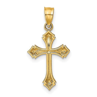 14k Yellow Gold Textured with Arrow Ends Cross Pendant