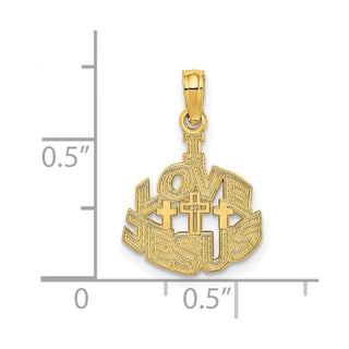 14k Yellow Gold I Love Jesus Cross Pendant