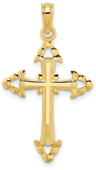 14k Yellow Gold Diamond-Cut With Arrow Cross Pendant