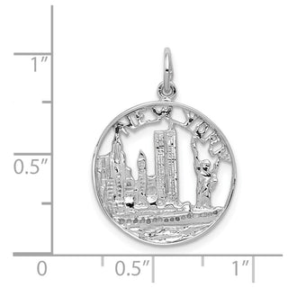 14k White Gold Solid Polished NEW YORK Skyline Charm