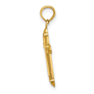 14k Yellow Gold Polished with Scroll Design Cross Pendant
