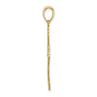 14k Yellow Gold Diamond-Cut & Cut-Out Stripes with Heart In Center Cross Pendant