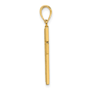 14k Yellow Gold Block Cross Pendant