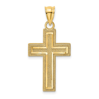 14k Yellow Gold Diamond-cut Block Cross Pendant K8567