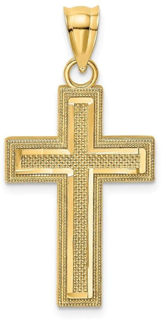 14k Yellow Gold Diamond-cut Block Cross Pendant K8567