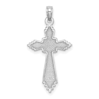 14k White Gold Fancy Diamond-Cut Cross Pendant