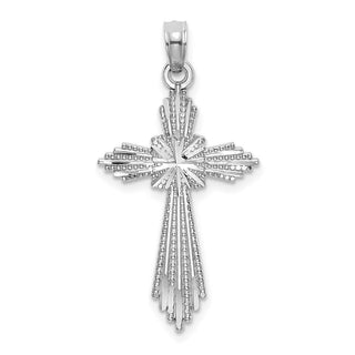 14k White Gold Fancy Diamond-Cut Cross Pendant