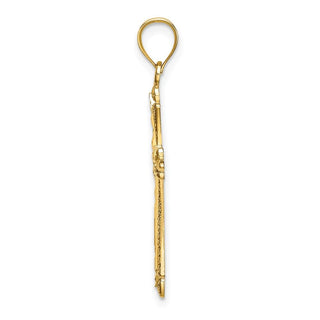 14k Yellow Gold Diamond-Cut Cross with Fancy Edges Pendant
