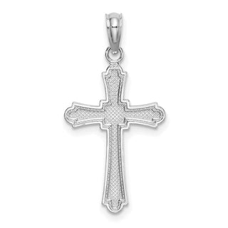 14k White Gold Diamond-Cut Marquise-Shape Cross Pendant