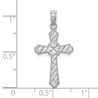 14k White Gold Diamond-Cut Marquise-Shape Cross Pendant