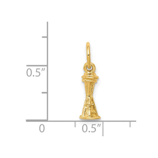 14k Yellow Gold Solid Polished 3-D Seattle Space Needle Charm
