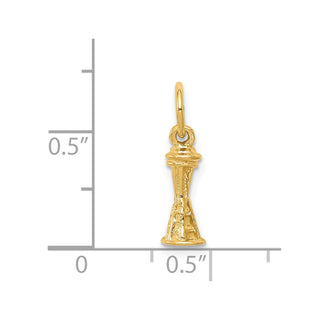 14k Yellow Gold Solid Polished 3-D Seattle Space Needle Charm