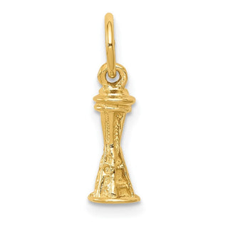 14k Yellow Gold Solid Polished 3-D Seattle Space Needle Charm