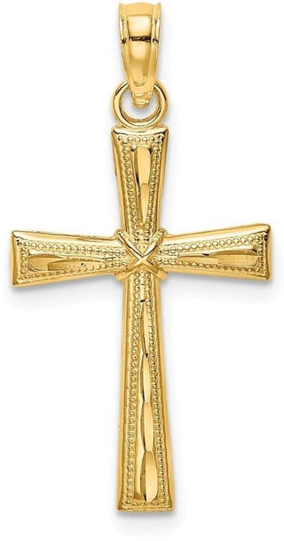 14k Yellow Gold Diamond-cut and Textured Cross Pendant