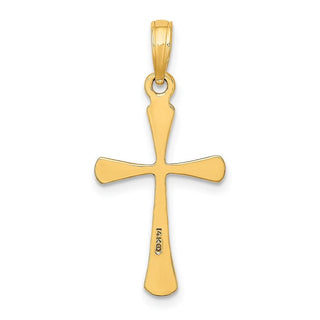 14k Yellow Gold Polished Beveled Tip Cross Pendant